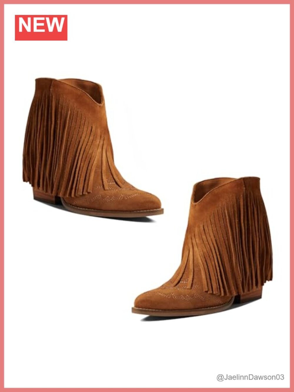 Retro Tassel Cowboy Ankle Boots Chunky Heel Western Booties Suede Zipper